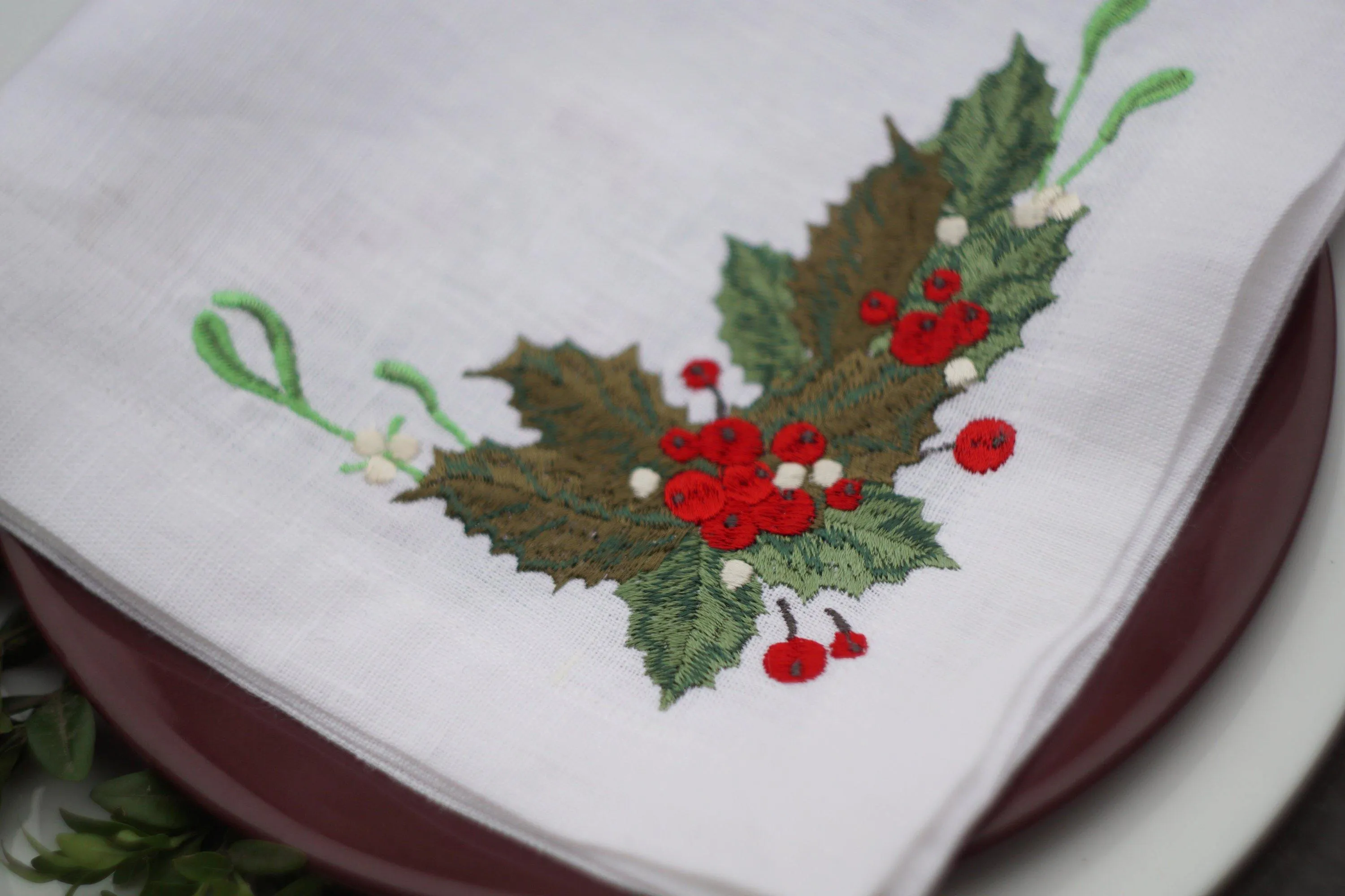 #046 | Rowan tree branch | Linen napkins