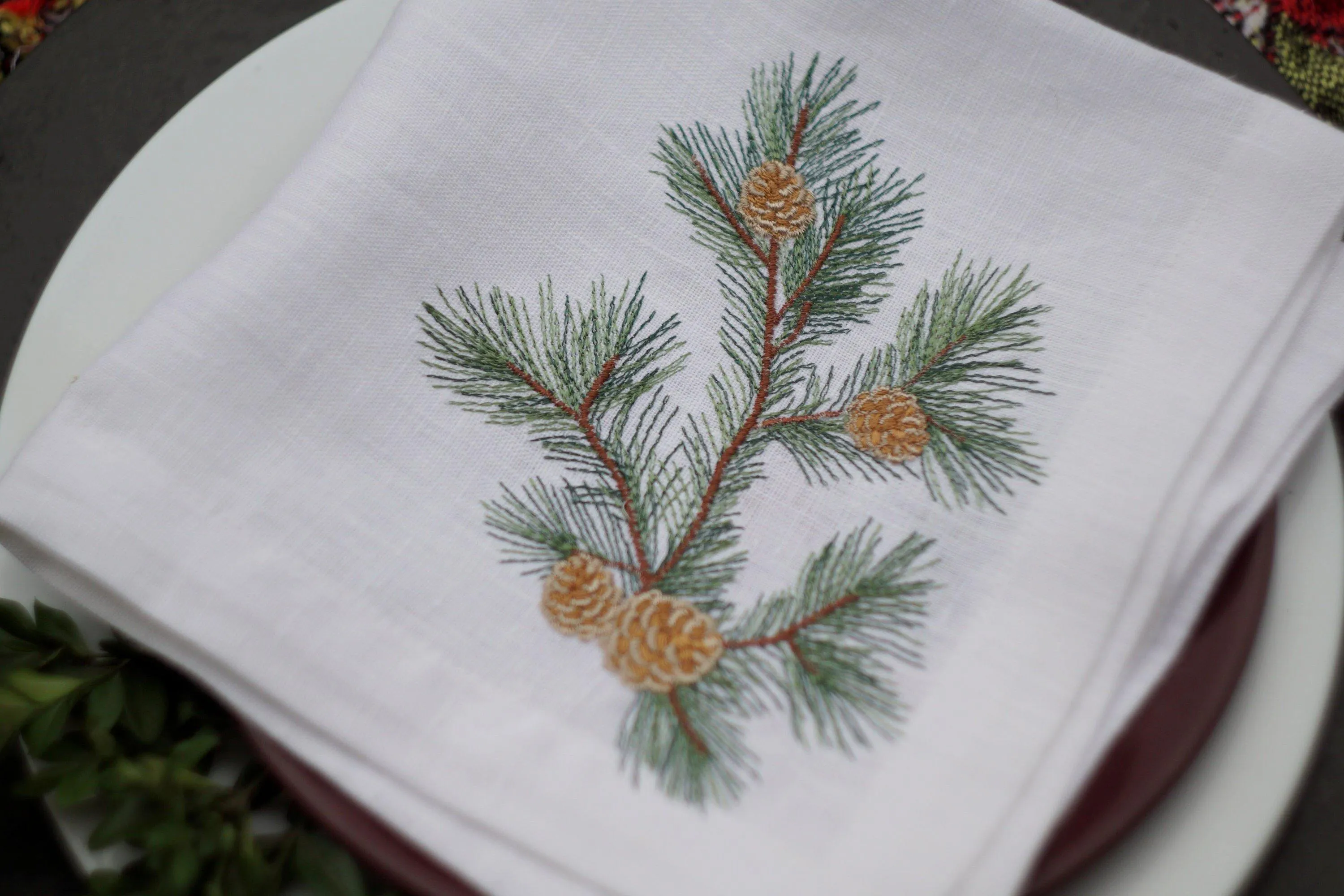 #055 | Pine Branch | Linen napkins