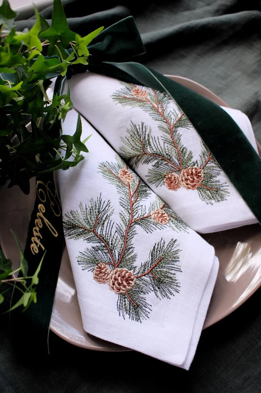 #055 | Pine Branch | Linen napkins