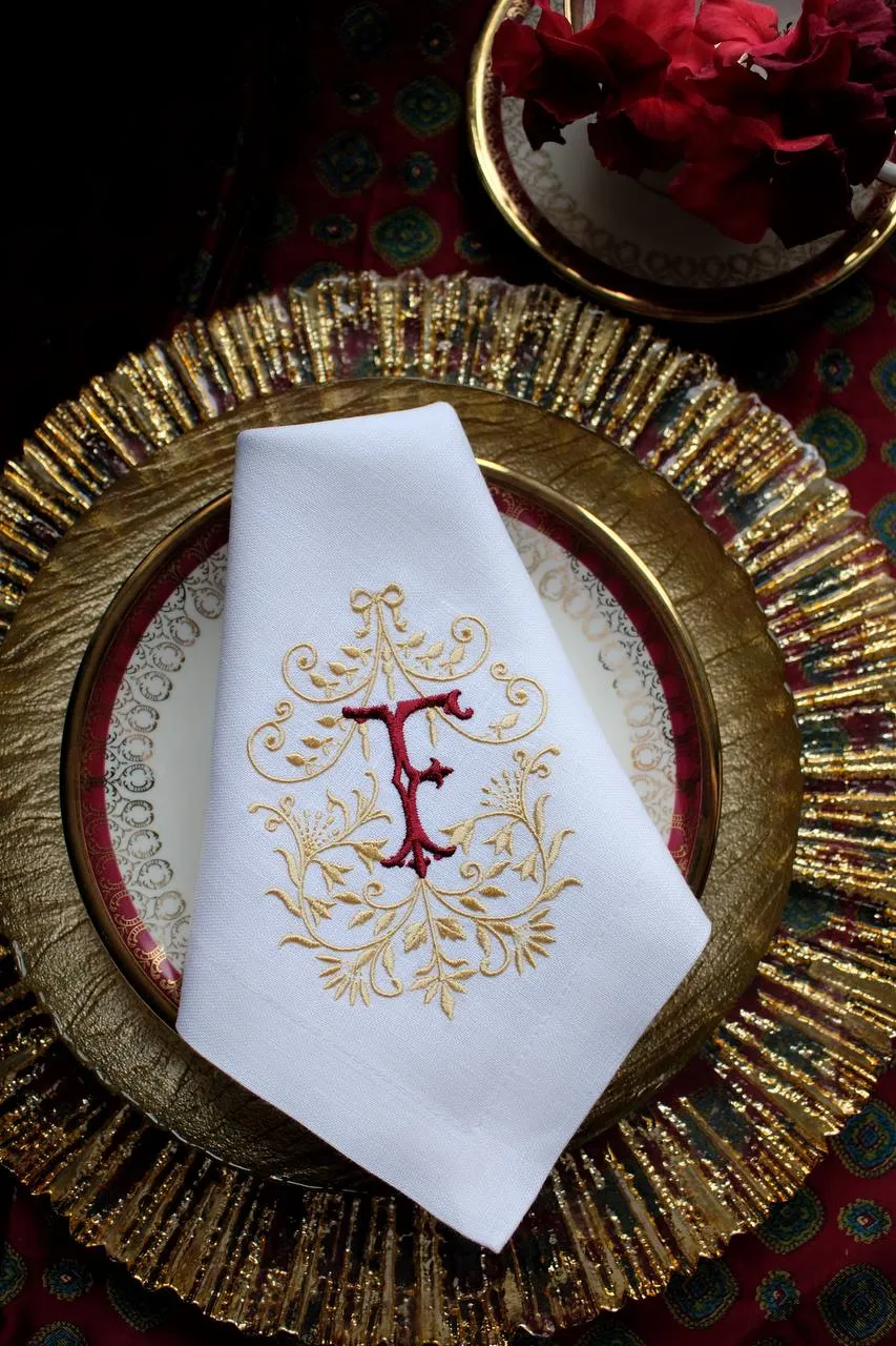#098 | Gold stems | Personalized | Linen napkins