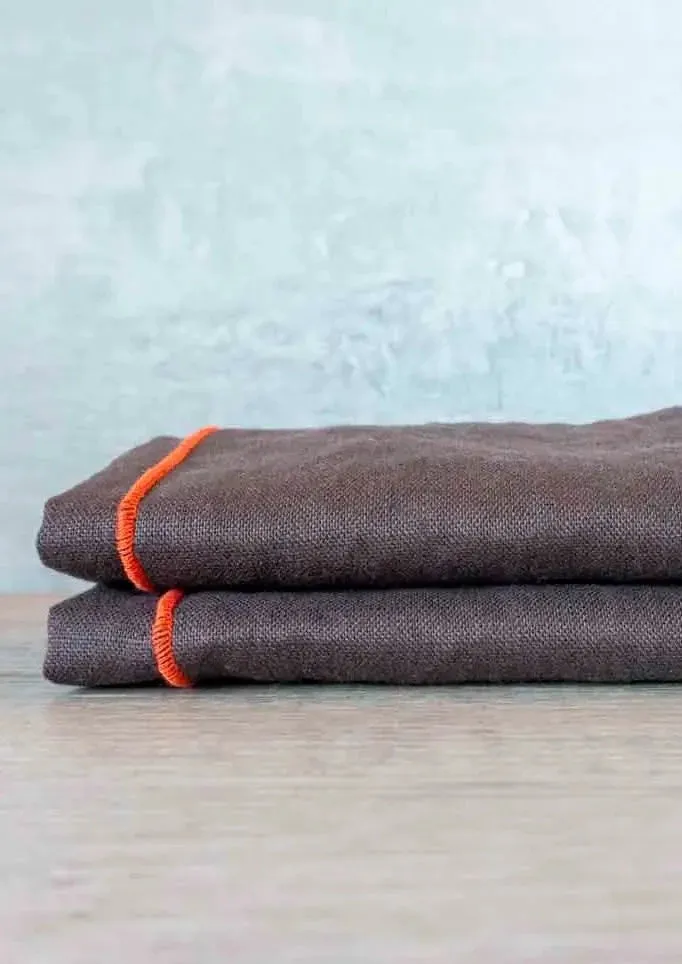 100% Linen Brown Cloth Dinner Napkins, Set of 2