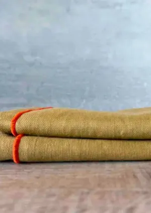 100% Linen Green/Haystack Cloth Dinner Napkins, Set of 2