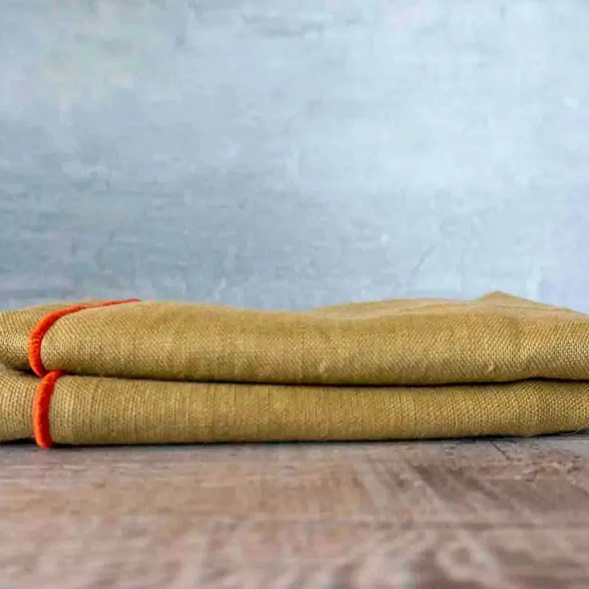 100% Linen Green/Haystack Cloth Dinner Napkins, Set of 2