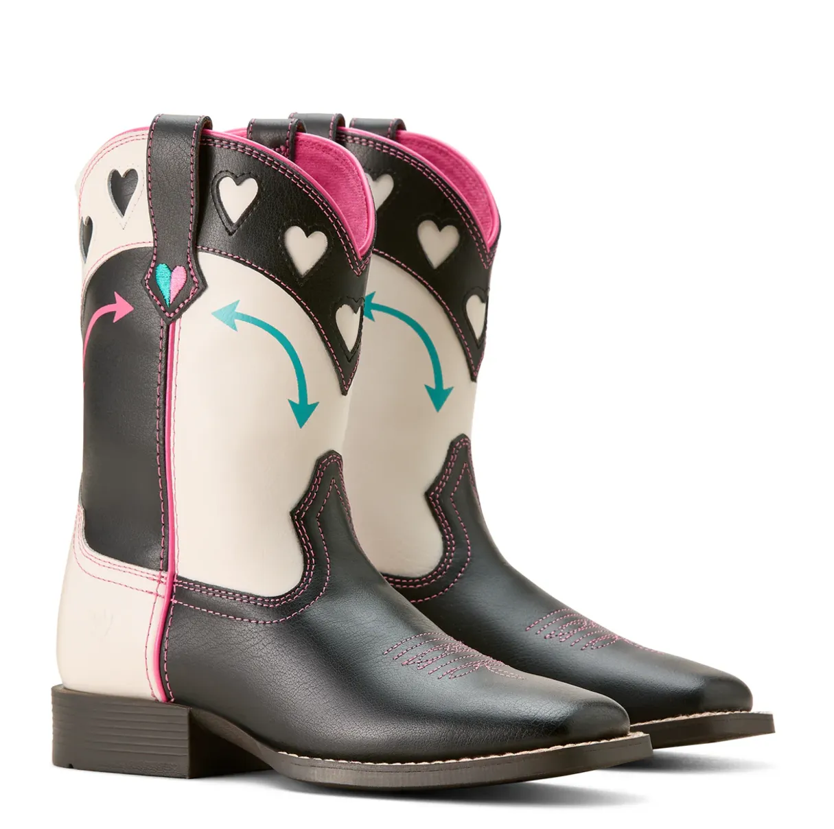 10053809 Ariat Youth Round Up Hearts Madison Avenue/ Classic White