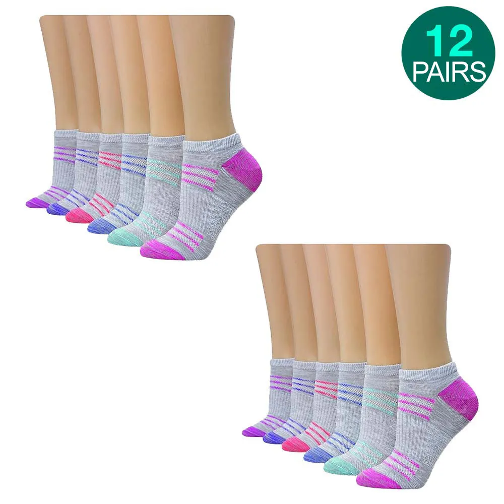 12-Pack Hanes Xtemp No Show Socks - Grey