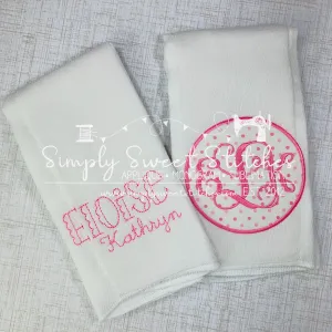 1220 - GIRL MONOGRAM - EMBROIDERED BURP CLOTH