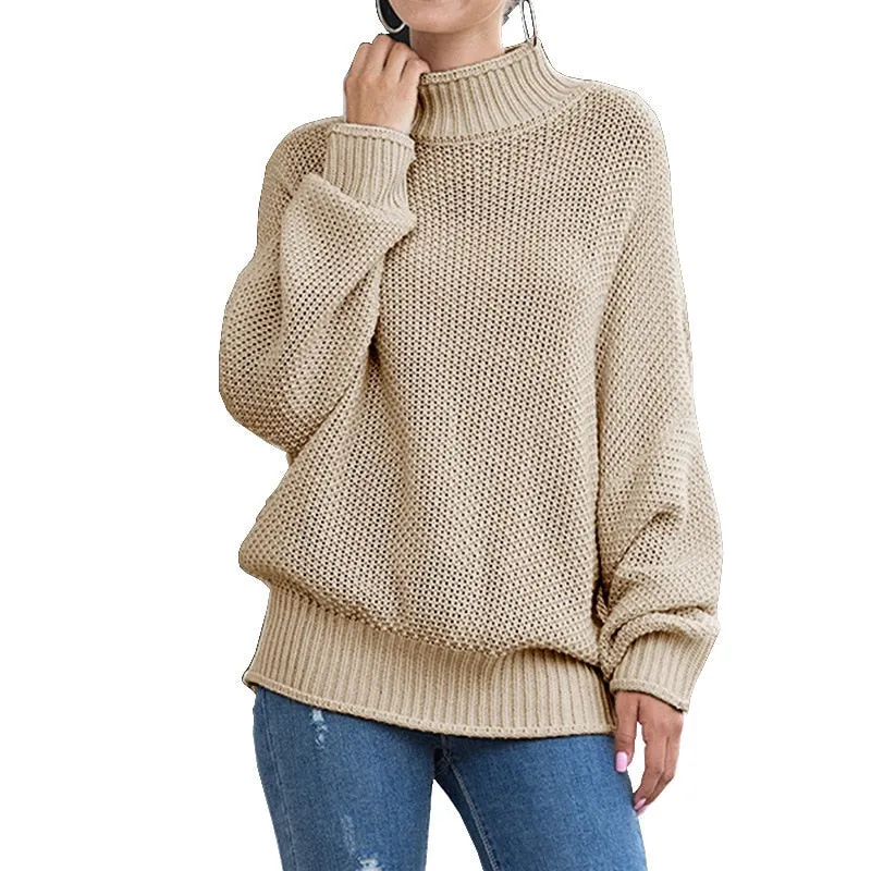 2020 autumn and winter thick line sweater women curled bat sleeve sweater