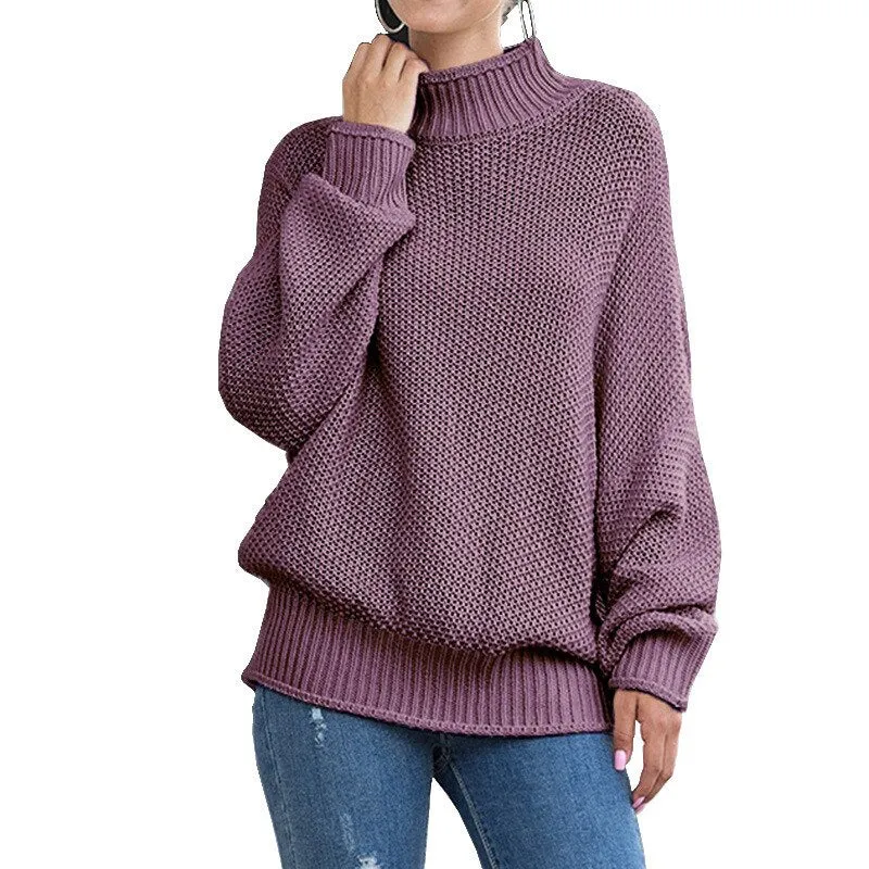 2020 autumn and winter thick line sweater women curled bat sleeve sweater