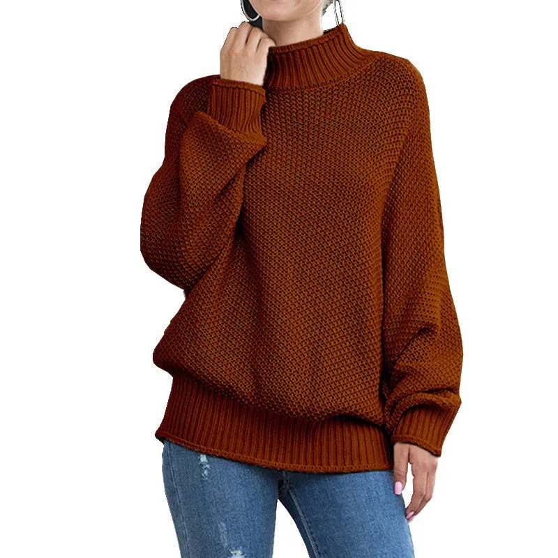 2020 autumn and winter thick line sweater women curled bat sleeve sweater