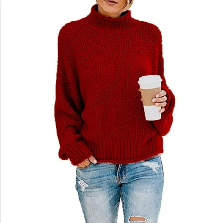 2020 autumn and winter thick line sweater women curled bat sleeve sweater