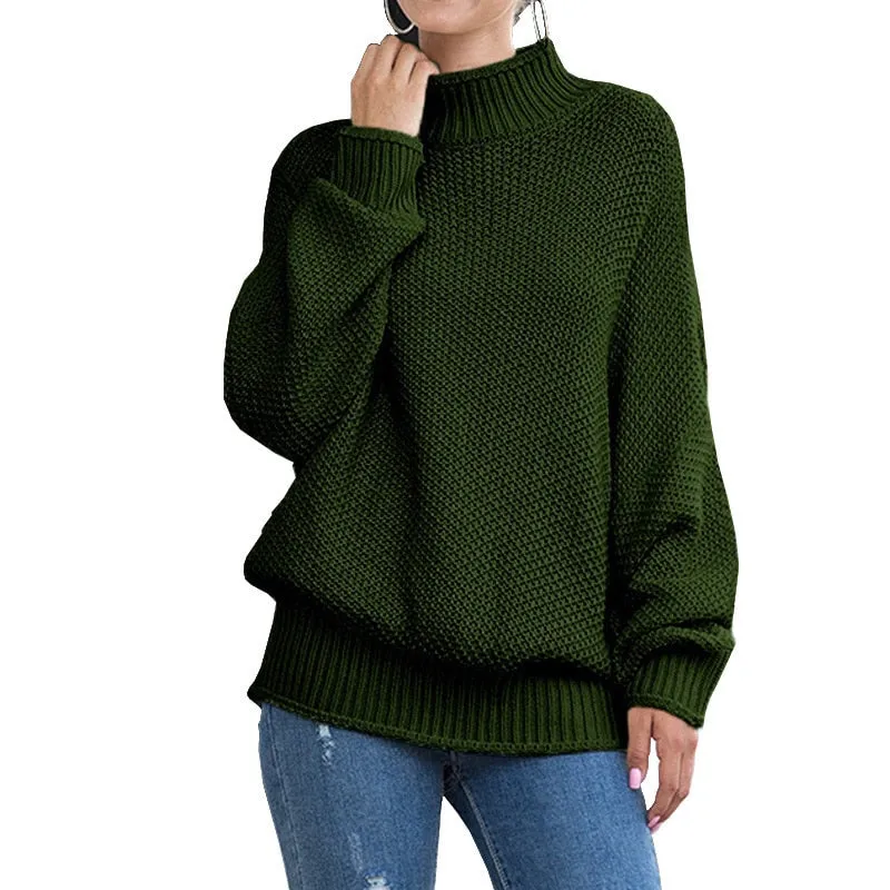 2020 autumn and winter thick line sweater women curled bat sleeve sweater