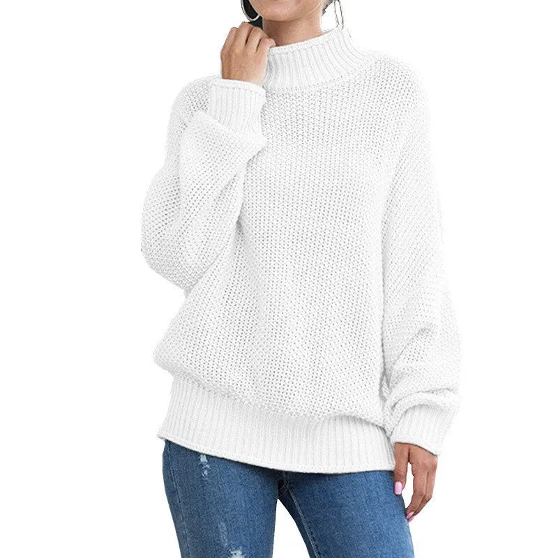 2020 autumn and winter thick line sweater women curled bat sleeve sweater