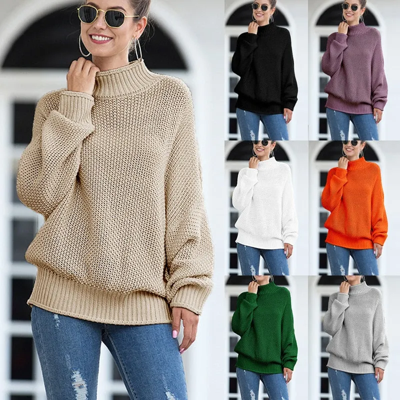 2020 autumn and winter thick line sweater women curled bat sleeve sweater