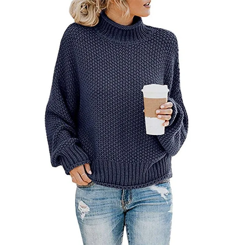 2020 autumn and winter thick line sweater women curled bat sleeve sweater