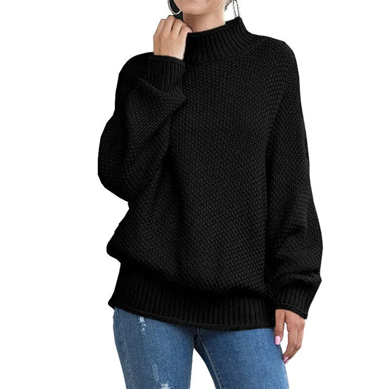 2020 autumn and winter thick line sweater women curled bat sleeve sweater