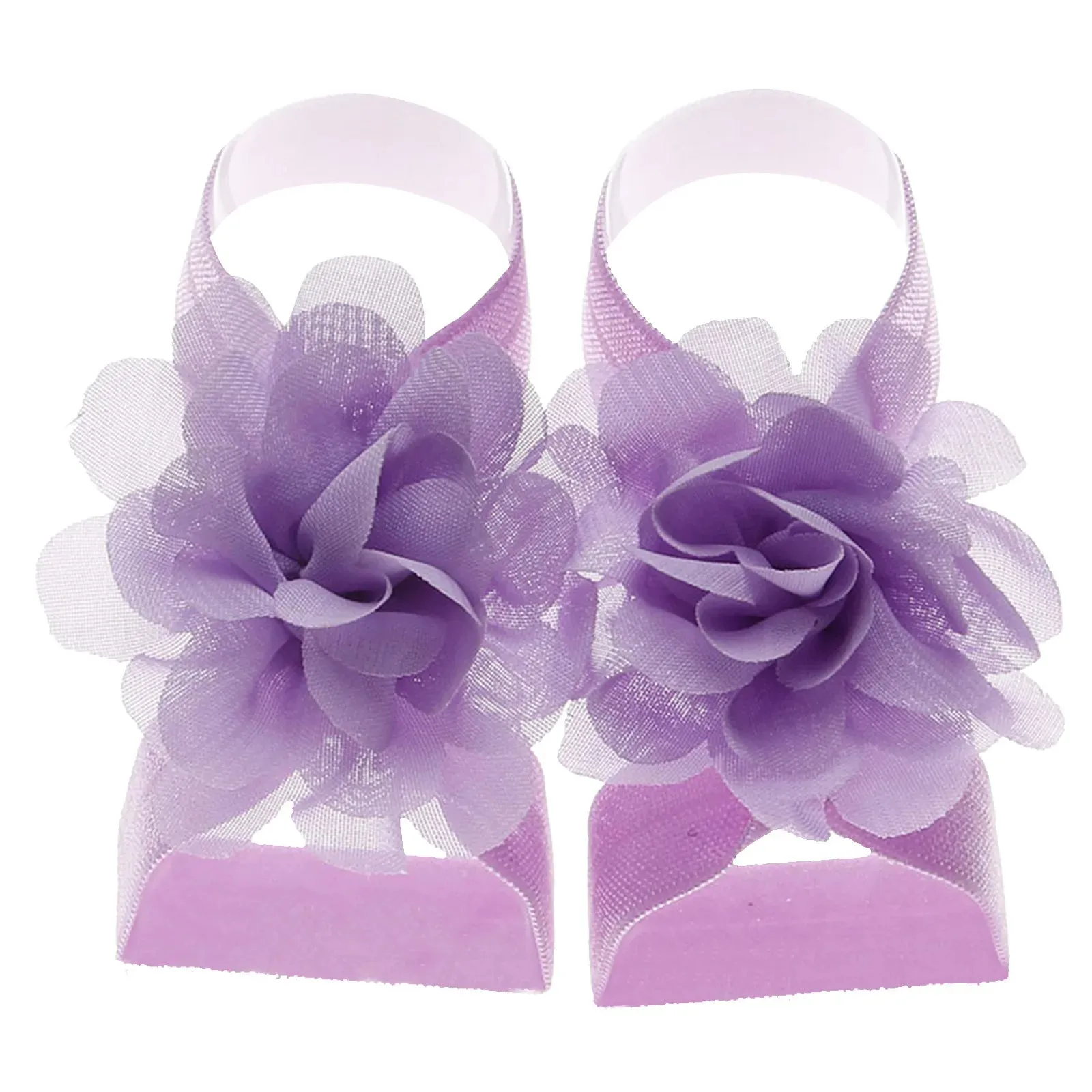 22 Pairs Solid Chiffon Flower Sandals Feet Accessories For Baby Girls Newborn Photo Props Infants Toddlers Kids Shoes Zapatillas