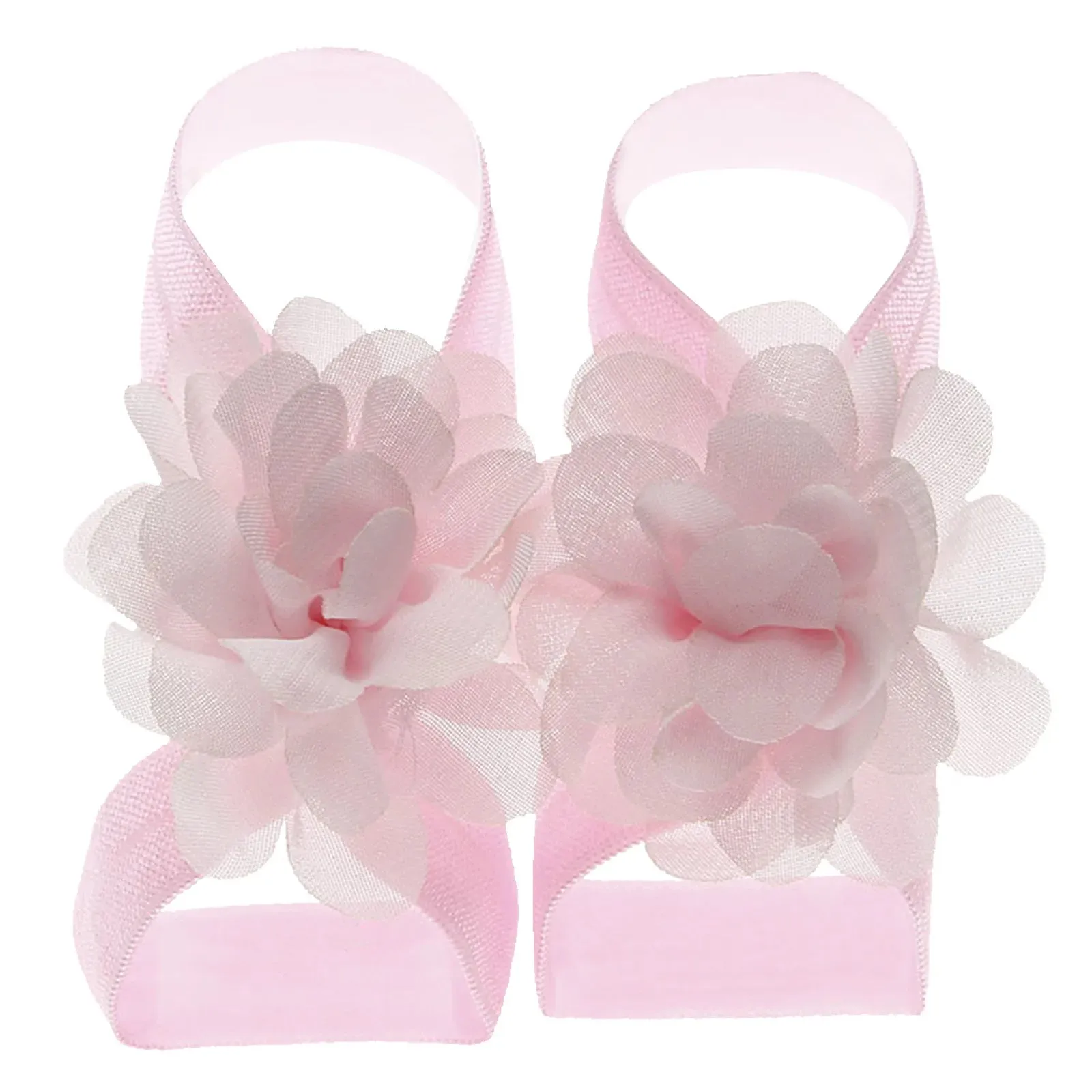22 Pairs Solid Chiffon Flower Sandals Feet Accessories For Baby Girls Newborn Photo Props Infants Toddlers Kids Shoes Zapatillas