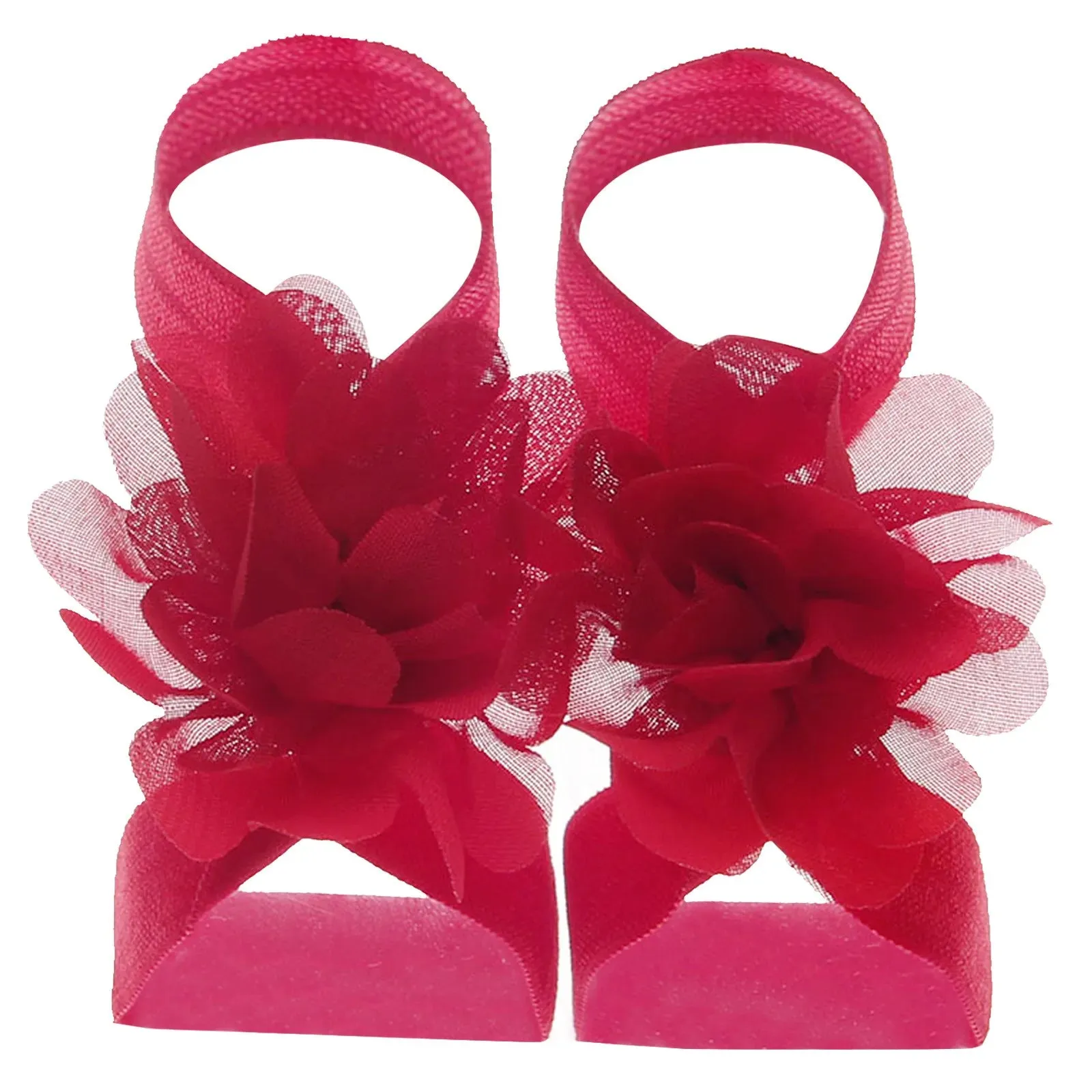 22 Pairs Solid Chiffon Flower Sandals Feet Accessories For Baby Girls Newborn Photo Props Infants Toddlers Kids Shoes Zapatillas