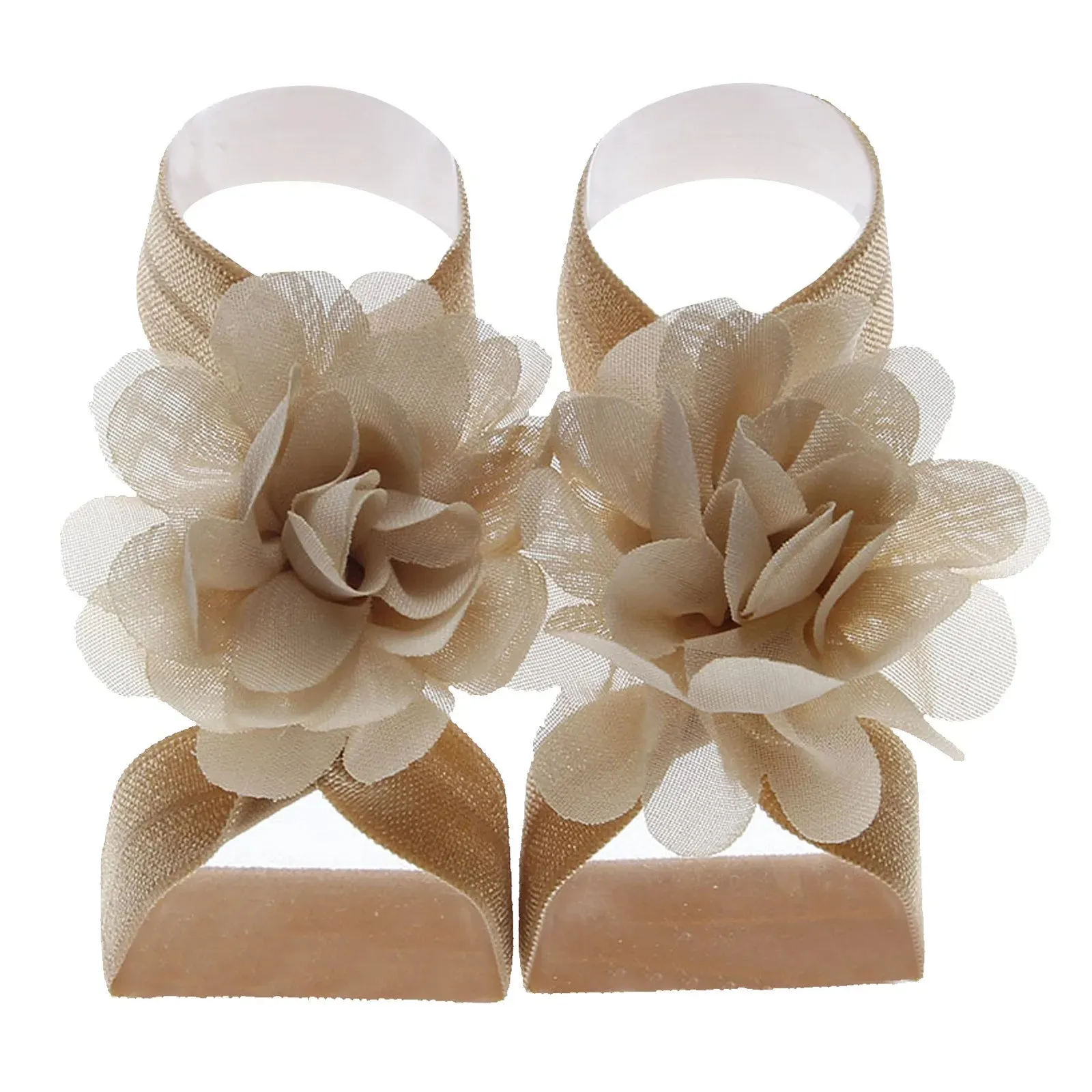 22 Pairs Solid Chiffon Flower Sandals Feet Accessories For Baby Girls Newborn Photo Props Infants Toddlers Kids Shoes Zapatillas