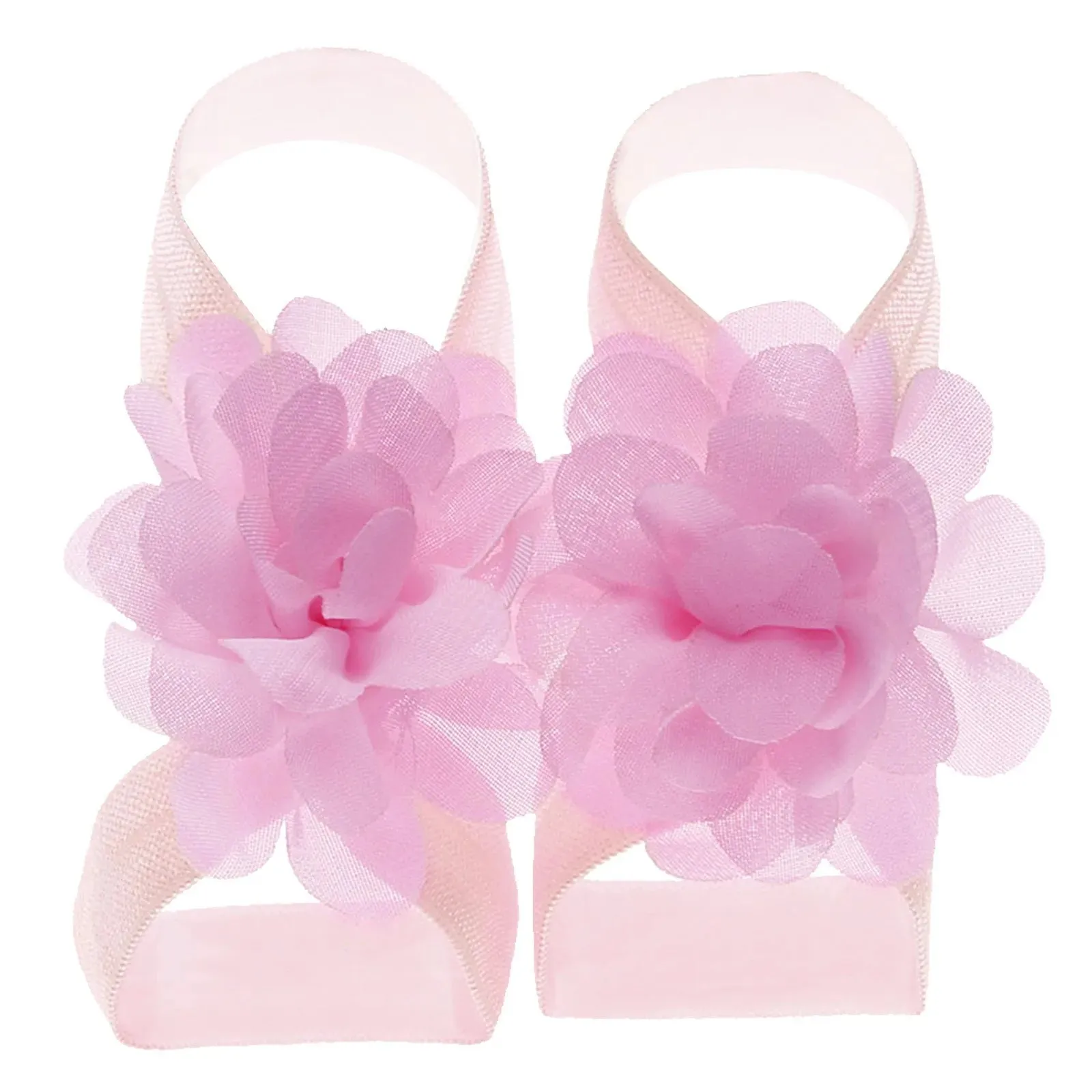 22 Pairs Solid Chiffon Flower Sandals Feet Accessories For Baby Girls Newborn Photo Props Infants Toddlers Kids Shoes Zapatillas
