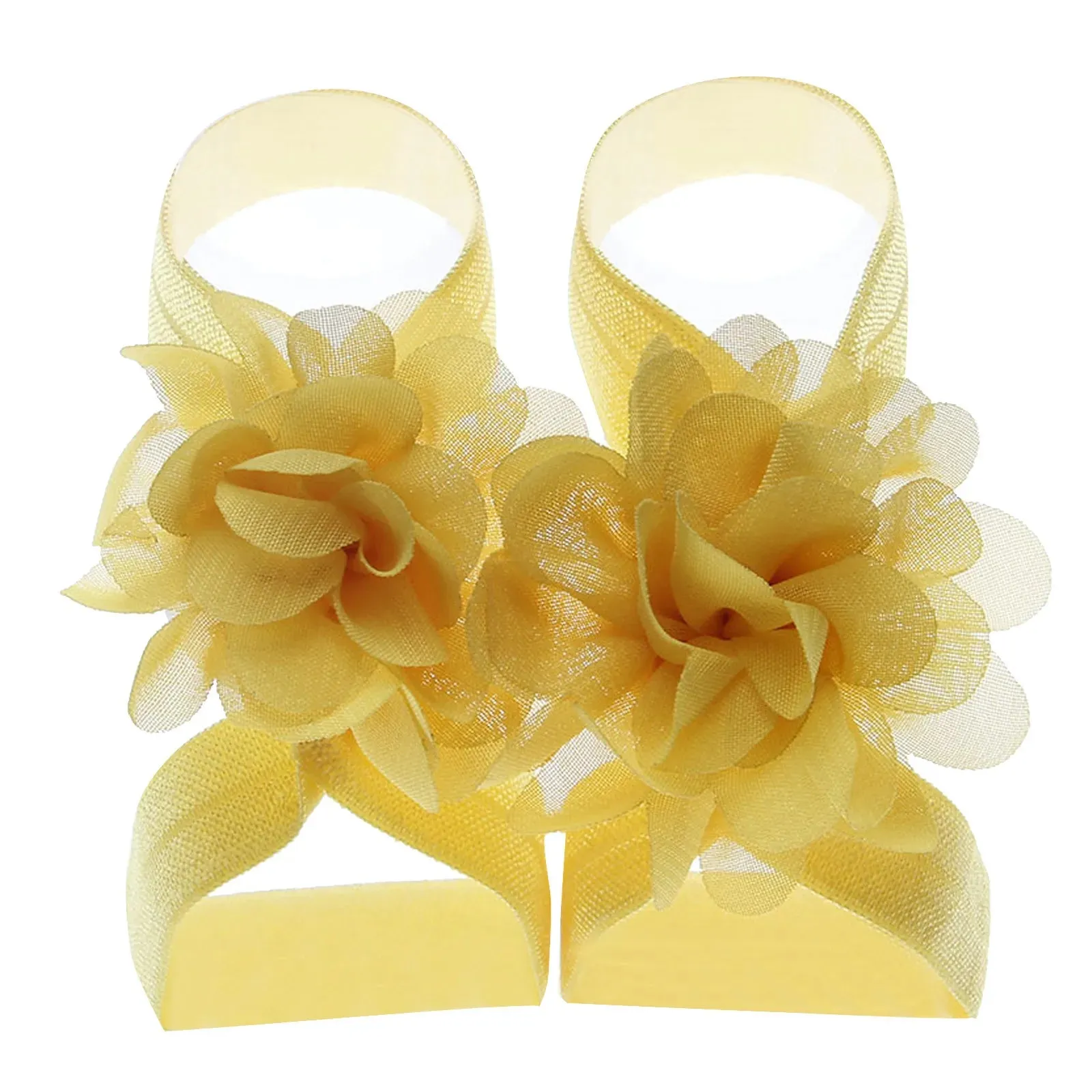 22 Pairs Solid Chiffon Flower Sandals Feet Accessories For Baby Girls Newborn Photo Props Infants Toddlers Kids Shoes Zapatillas