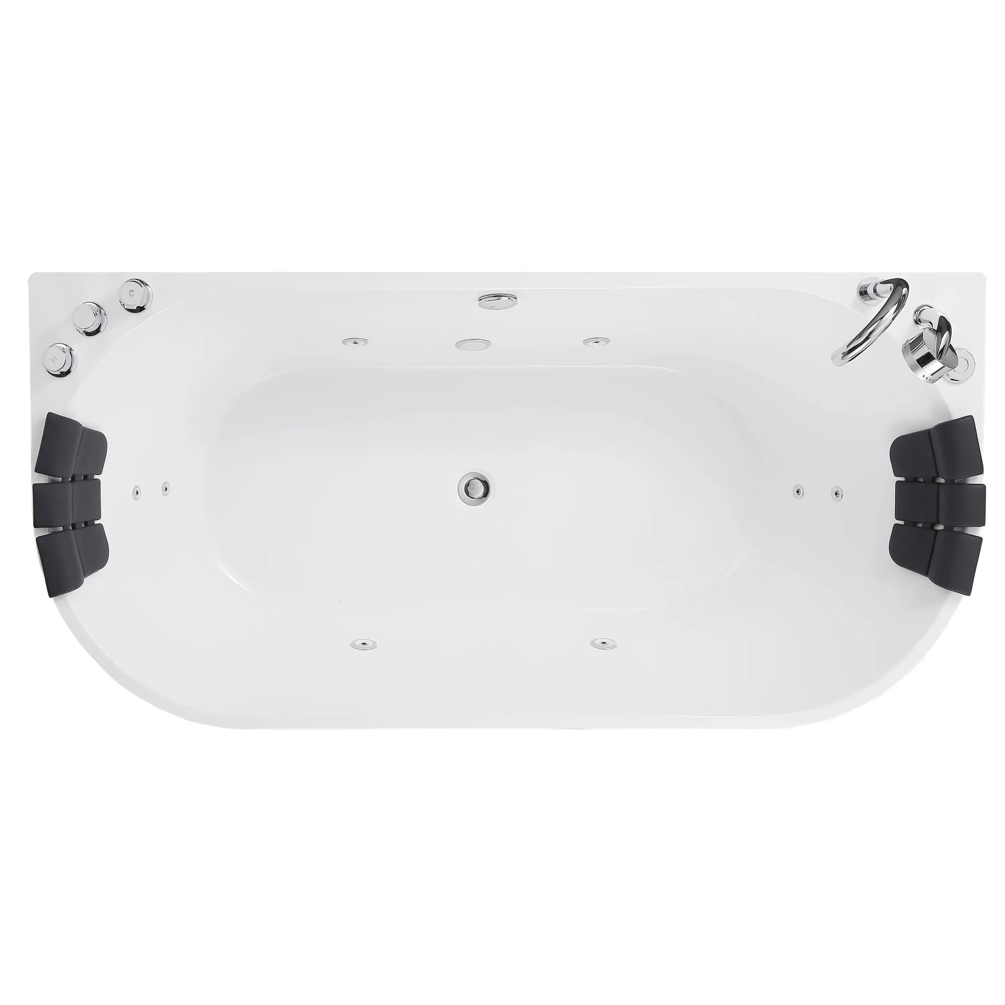 71" Freestanding Hydro Massage Whirlpool Bathtub with Center Drain