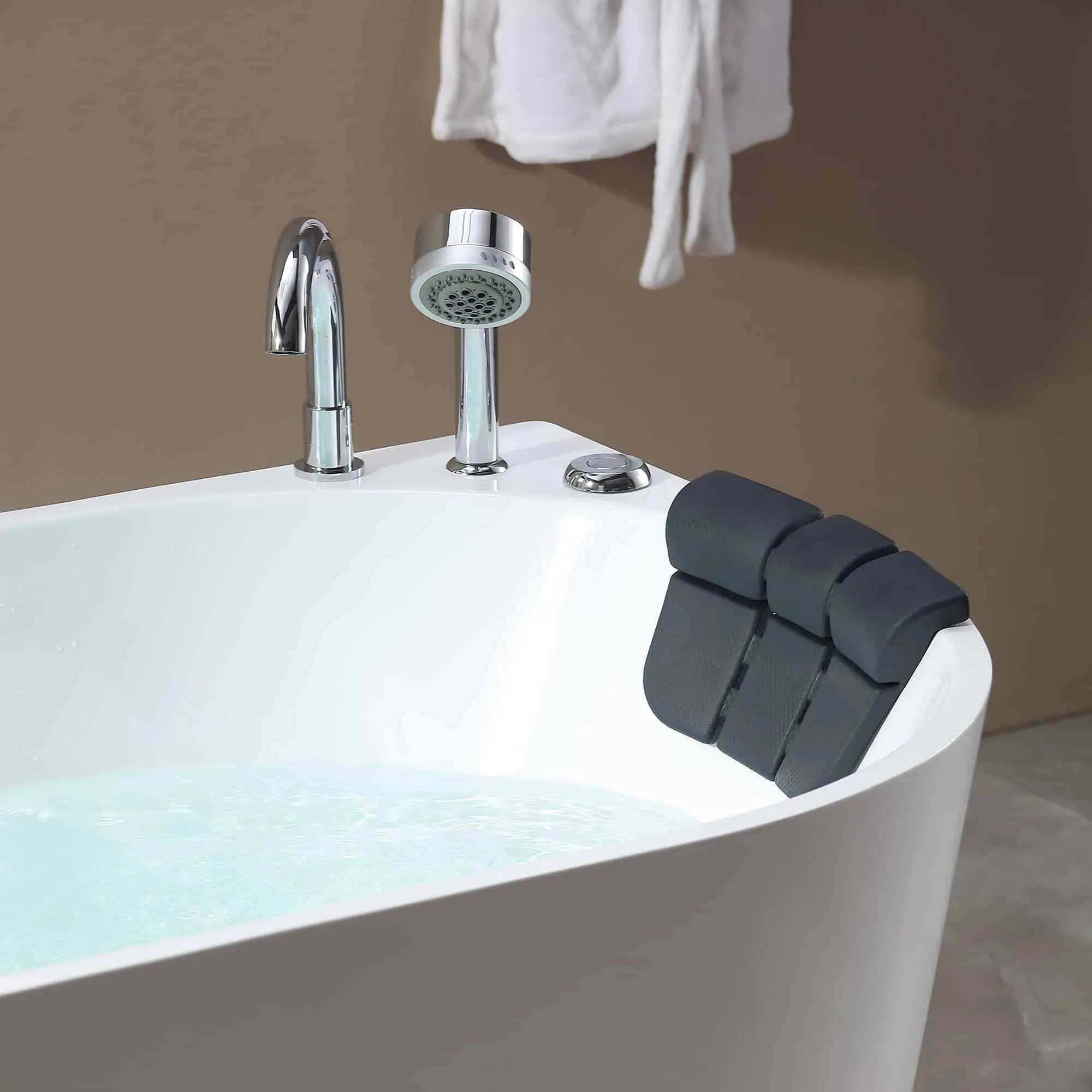 71" Freestanding Hydro Massage Whirlpool Bathtub with Center Drain