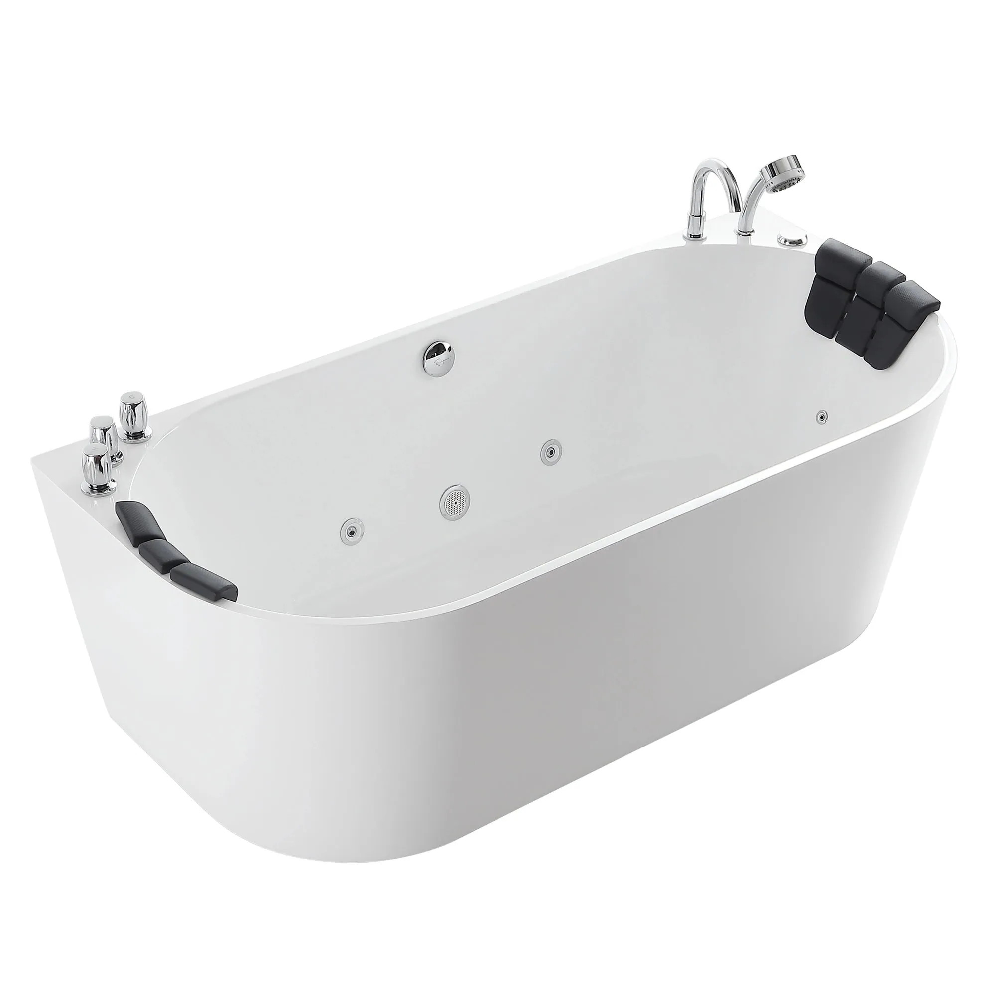 71" Freestanding Hydro Massage Whirlpool Bathtub with Center Drain