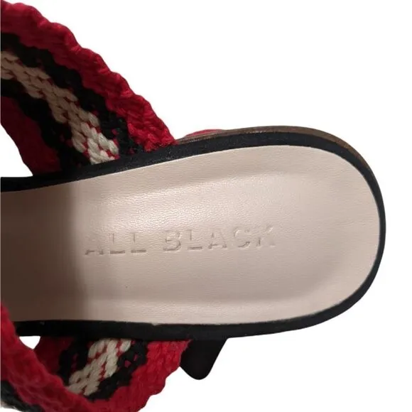 ALL BLACK Women's Leather Banded Slides 38.5