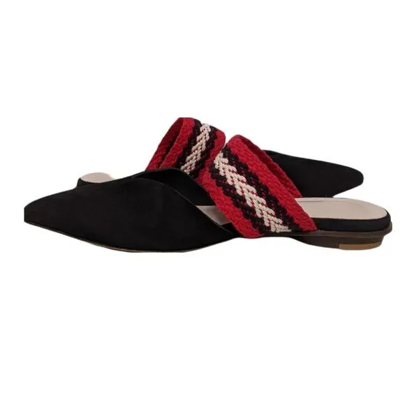 ALL BLACK Women's Leather Banded Slides 38.5