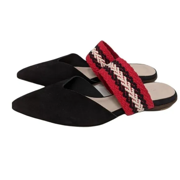 ALL BLACK Women's Leather Banded Slides 38.5