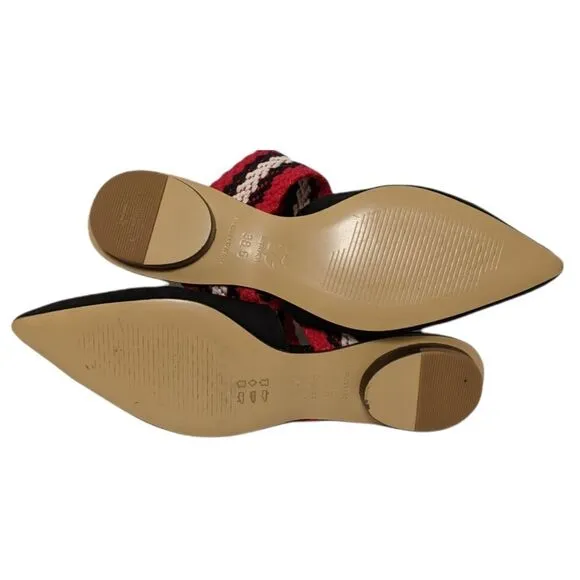 ALL BLACK Women's Leather Banded Slides 38.5