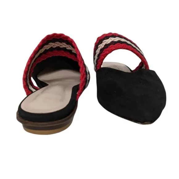 ALL BLACK Women's Leather Banded Slides 38.5