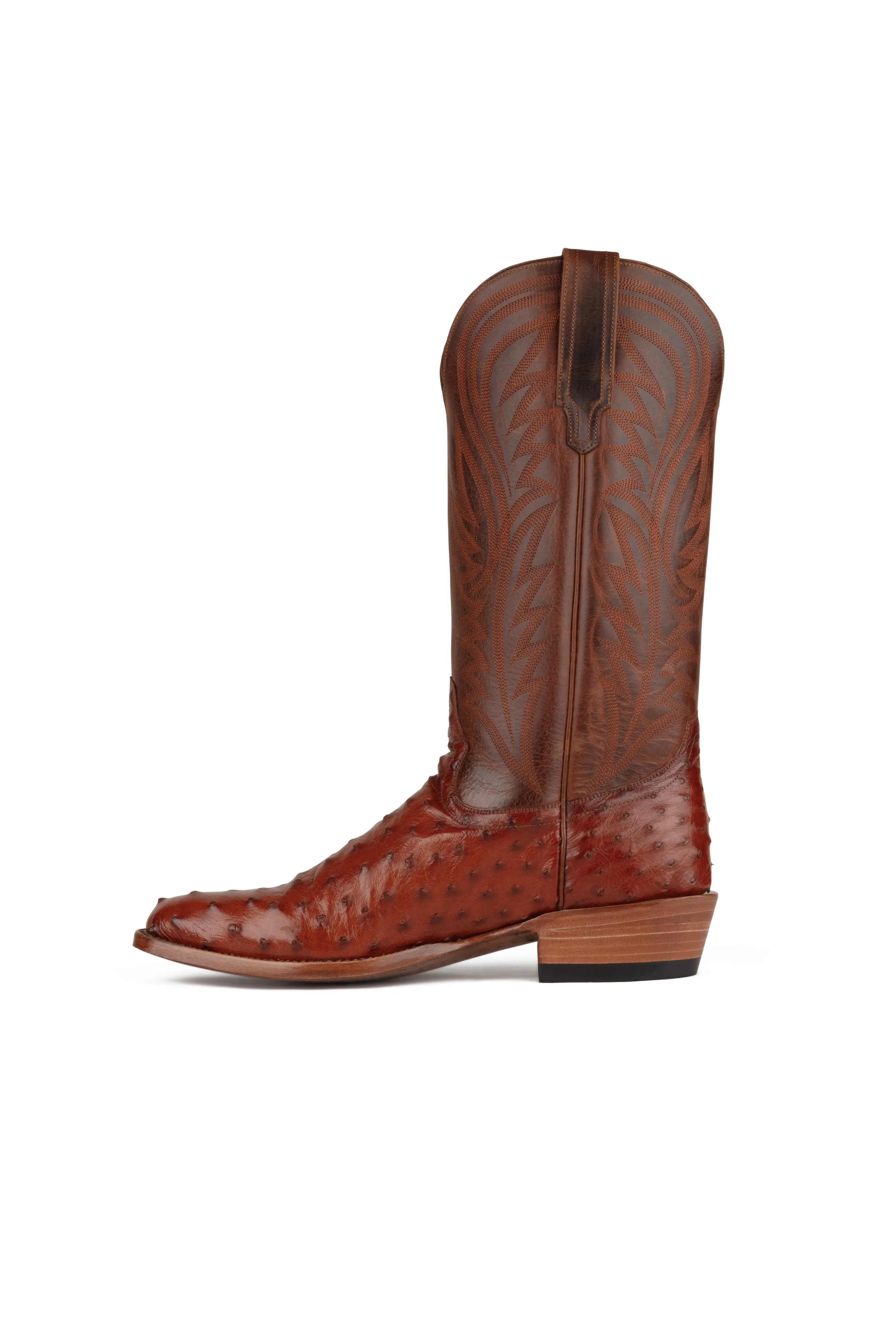 Allens Brand - Brady Full Quill Ostrich - Round Toe - Pecan