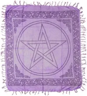 Altar Cloth - 36 X 36 Purple Pentagram