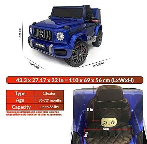 Americas Toys for Kids 12V Electric Car with Remote Control – Ride On Toys with Open Doors, Plastic Wheels, Leather Seat, 3 Point Seat Belt, MP3 Music, Compatible with Mercedes-Benz (Blue)