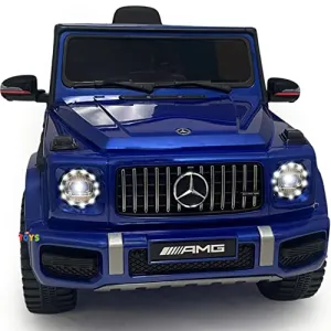 Americas Toys for Kids 12V Electric Car with Remote Control – Ride On Toys with Open Doors, Plastic Wheels, Leather Seat, 3 Point Seat Belt, MP3 Music, Compatible with Mercedes-Benz (Blue)