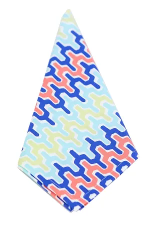 arabesque aqua blue printed cloth dinner napkins