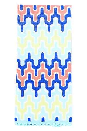 arabesque aqua blue printed cloth guest towels