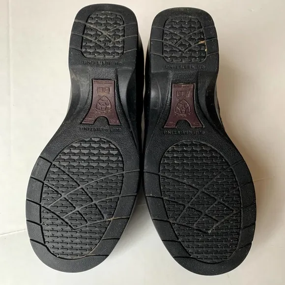 Ariat Black Leather Safety Clog Steel Toe Slip On 9