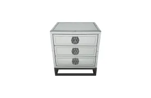Athens Mirrored Bed Side Table -Black