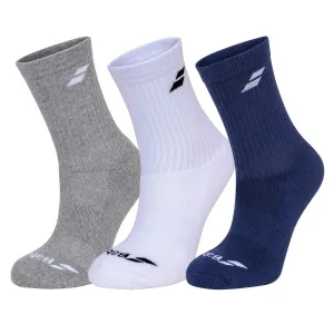 Babolat Long Socks (3 Pack) - White / Blue / Grey