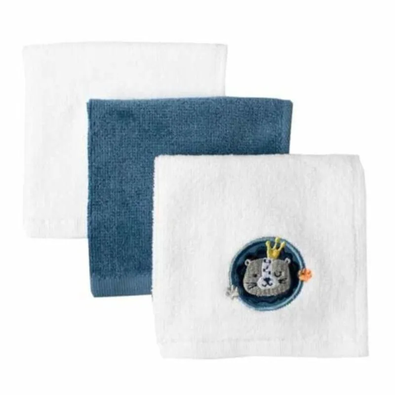 Baby Embroidered Face Cloth Lion 3 Pack