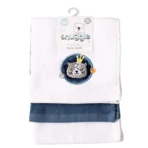 Baby Embroidered Face Cloth Lion 3 Pack