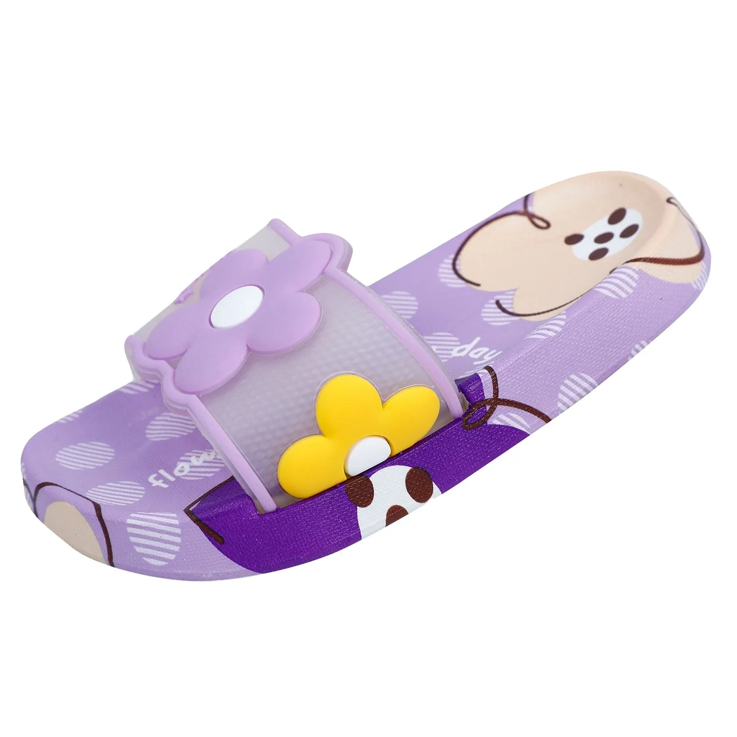 Baby Moo Floral 3D Beach Slippers Sliders - Purple