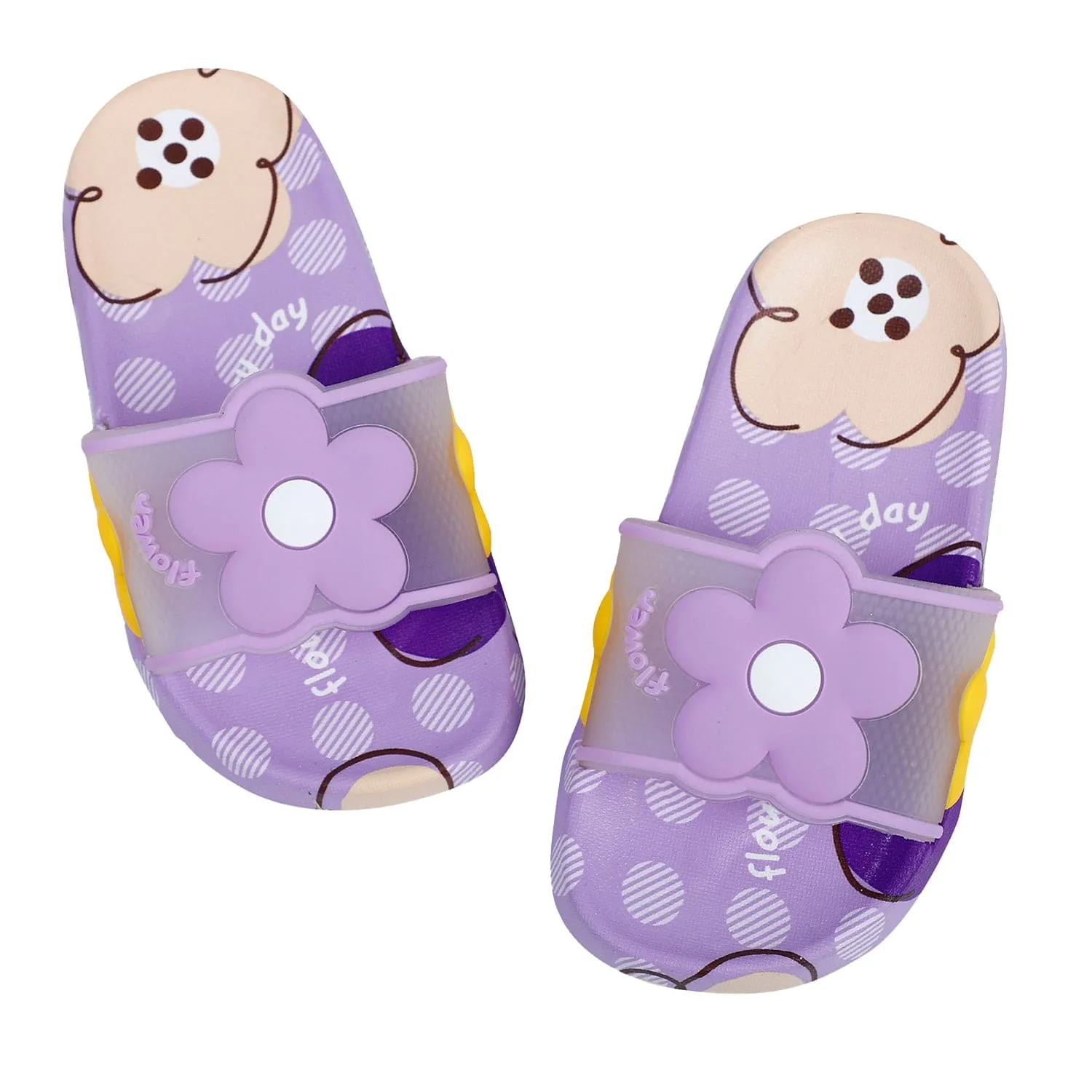 Baby Moo Floral 3D Beach Slippers Sliders - Purple