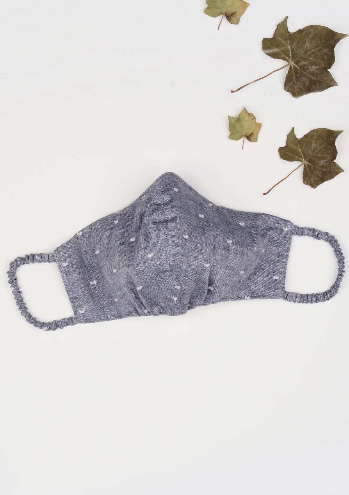 Be Safe. Be Kind" Printed Heirloom Mask - Navy & White Swiss Dot