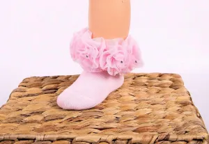 Beau Kid Rose Buds Socks with Diamanté - Pink