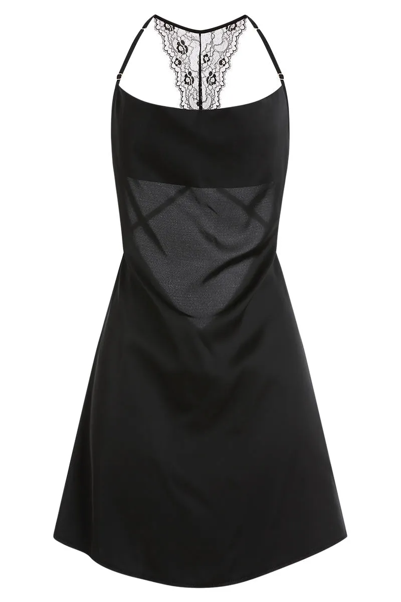 BK612 Backless Lace Strap Mini Dress