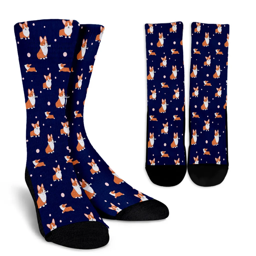 Blue Corgi Socks